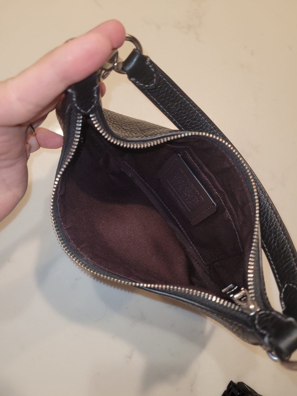 Coach Black Pebbled Leather Crescent Shoulder Bag with Silver Hardware - Picture 5 of 7